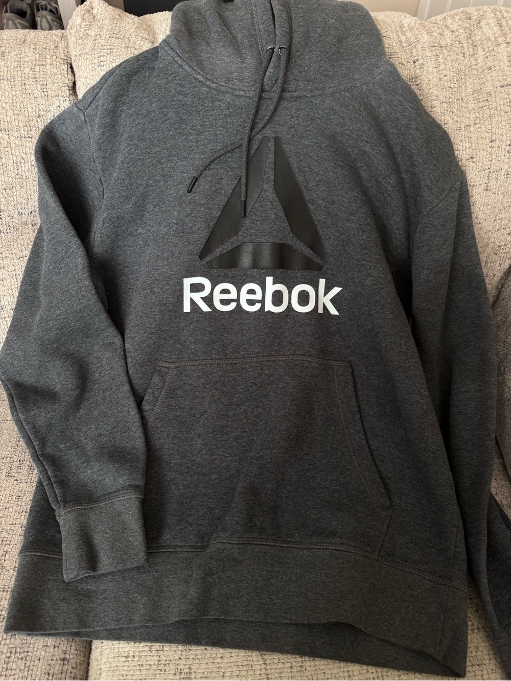 Reebok Men’s Charcoal Gray Logo Hoodie